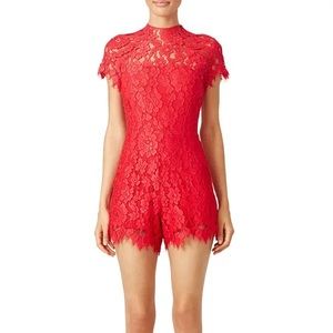 Alexis Lindsey red lace romper